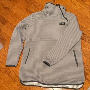 L.L. Bean Women’s Light Gray Ribbed Quarter-Zip Turtleneck Pullover